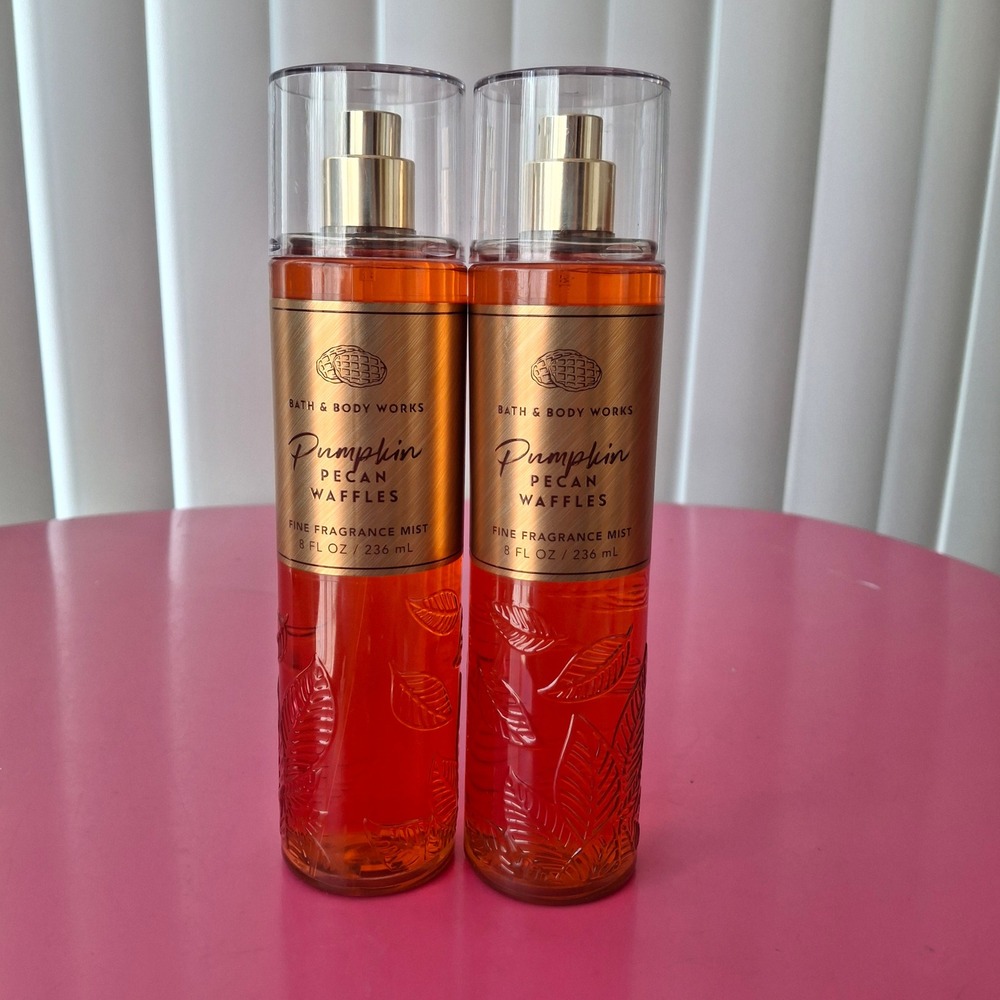 Bath & Body Works PUMPKIN PECAN WAFFLES Fine Fragrance Mist 8 oz Set of 2